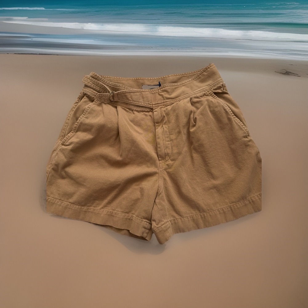POLO RALPH LAUREN Khaki 100% COTTON Women's UTILITY Shorts Size 12 Pleated Front